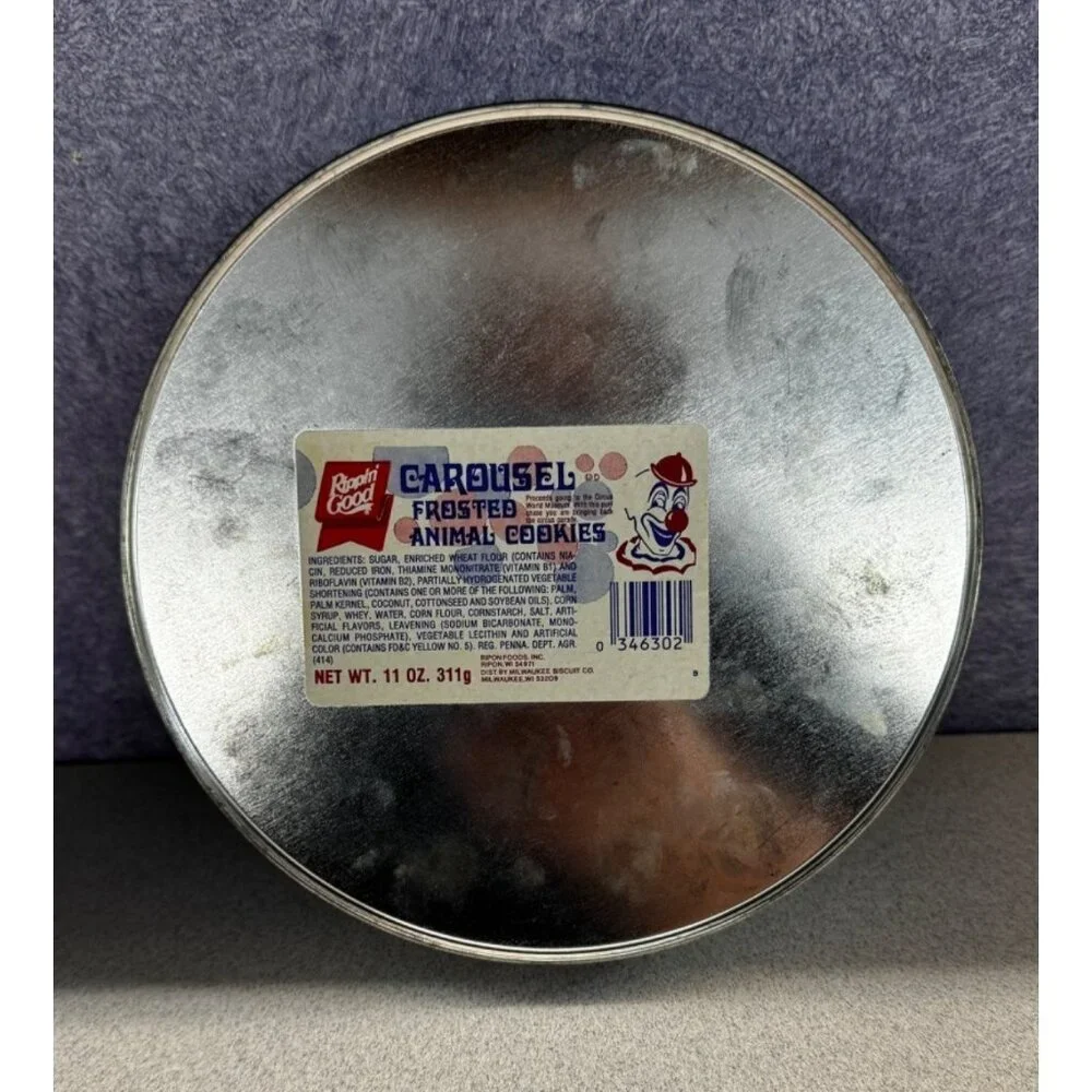 1986 The Great Milwaukee Circus Parade Commemorative Tin Carousel Frosted Animal